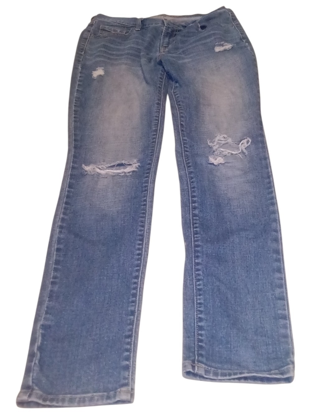 Old Navy Distressed Straight-Leg Jeans in Light Blue